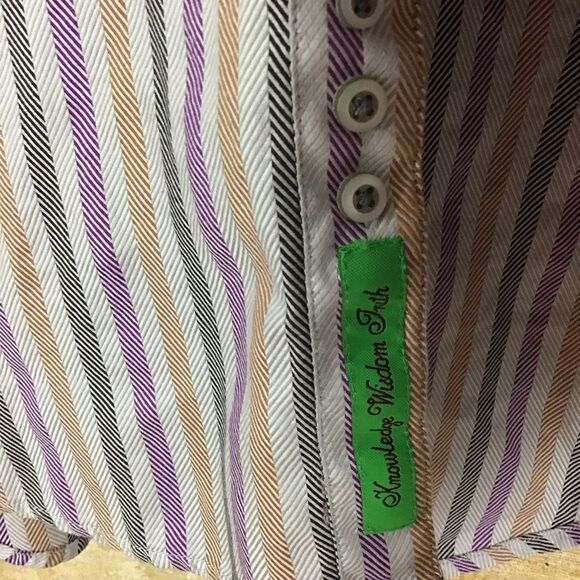 Robert Graham Men's L Multicolor Striped Flip Cuff Button Up Shirt - Picture 4 of 11